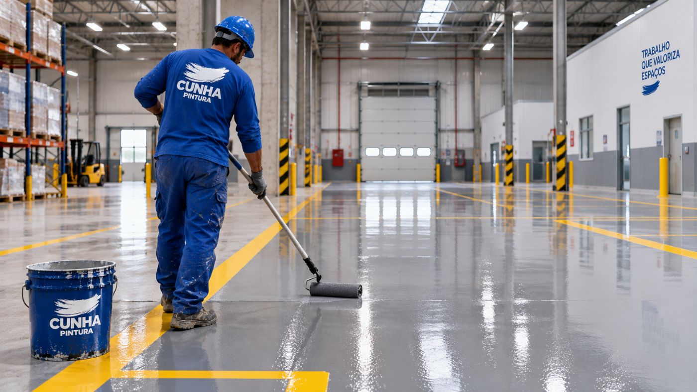 Aplicação de piso epóxi industrial